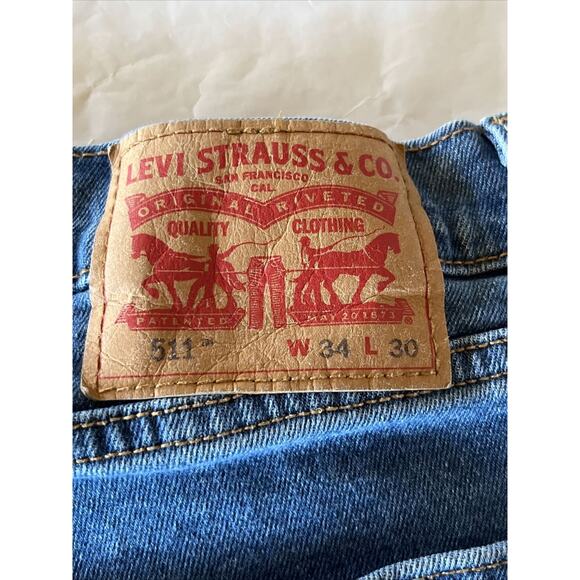 Levis 511 Jeans Mens 34x30 Blue Slim Straight Medium Wash Denim Y2k EUC Levi’s - Picture 2 of 11